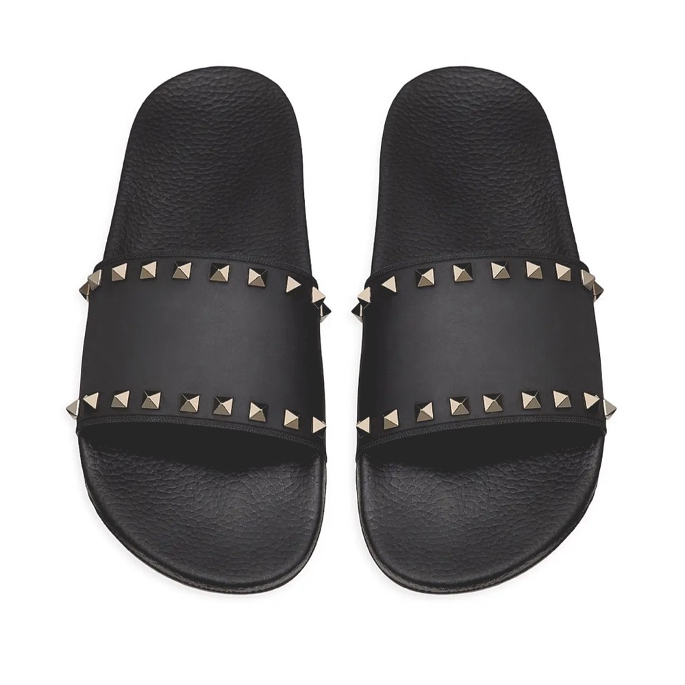 ‼️SOLD‼️NEW Valentino Garavani Black Gunmetal Studded Slides Men’s Size 11